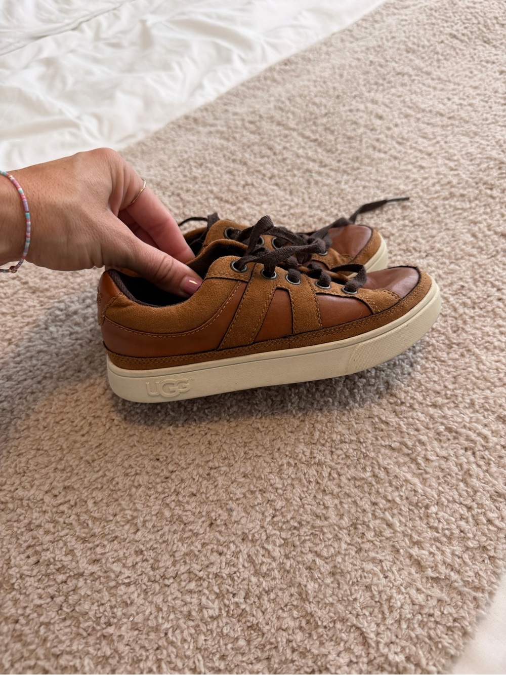 UGG Kids Brown Leather & Suede Low-Top Sneakers